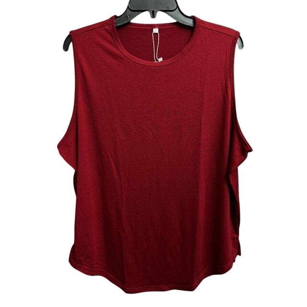 LecGee Men's Large Tank Top Bold Red Burgundy Gym Fitness Workout Shirt Dry Fit
